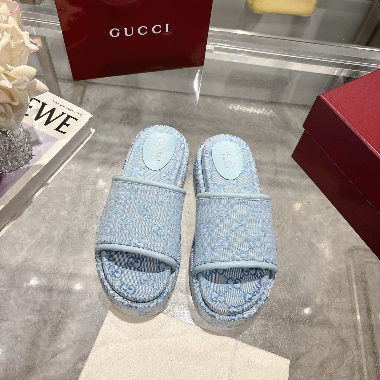 Gvc*1 Women’s Gg Platform Sandal Light Blue ‎816797 Fad9D 4952