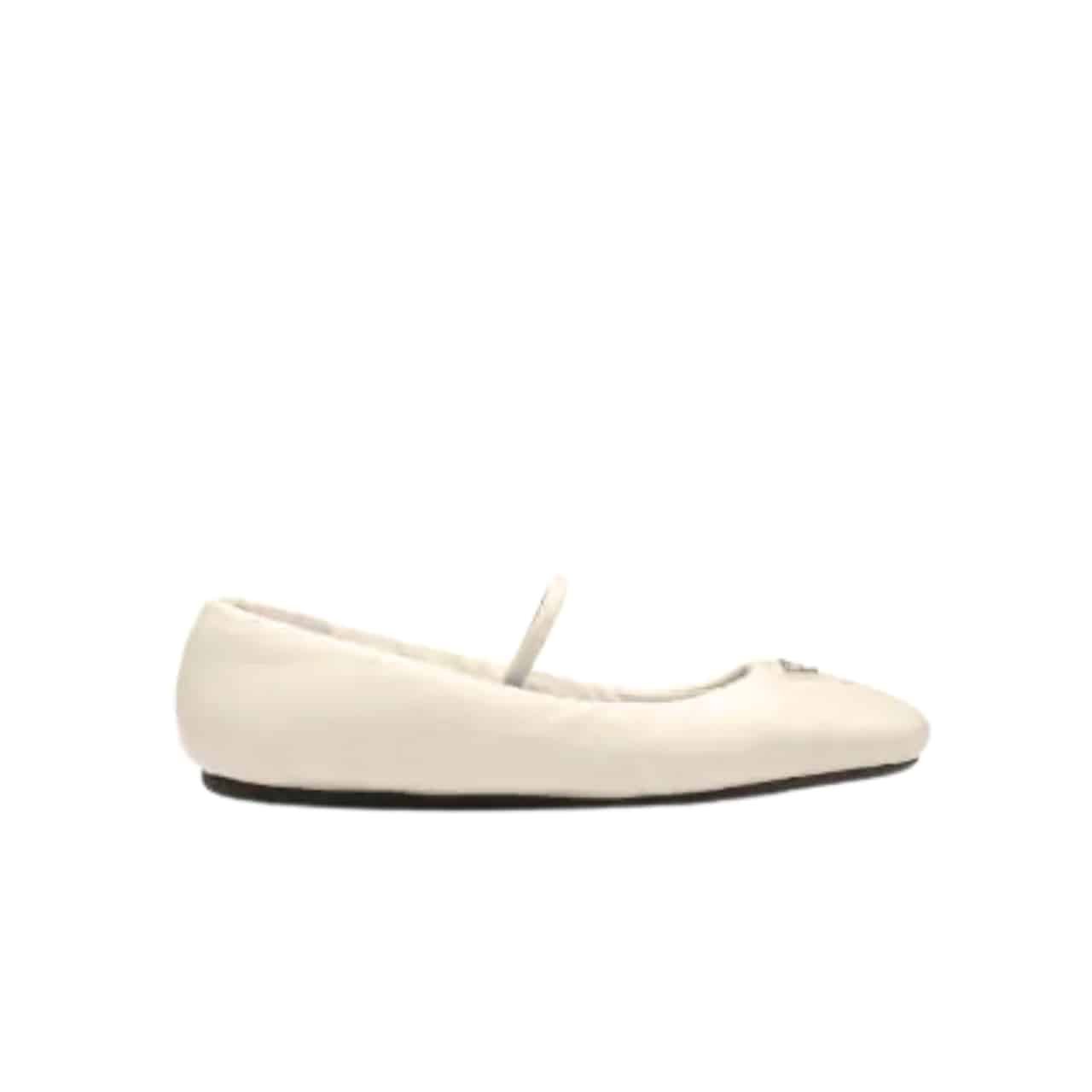 Pra*a Soft Padded Nappa Leather Ballerinas White