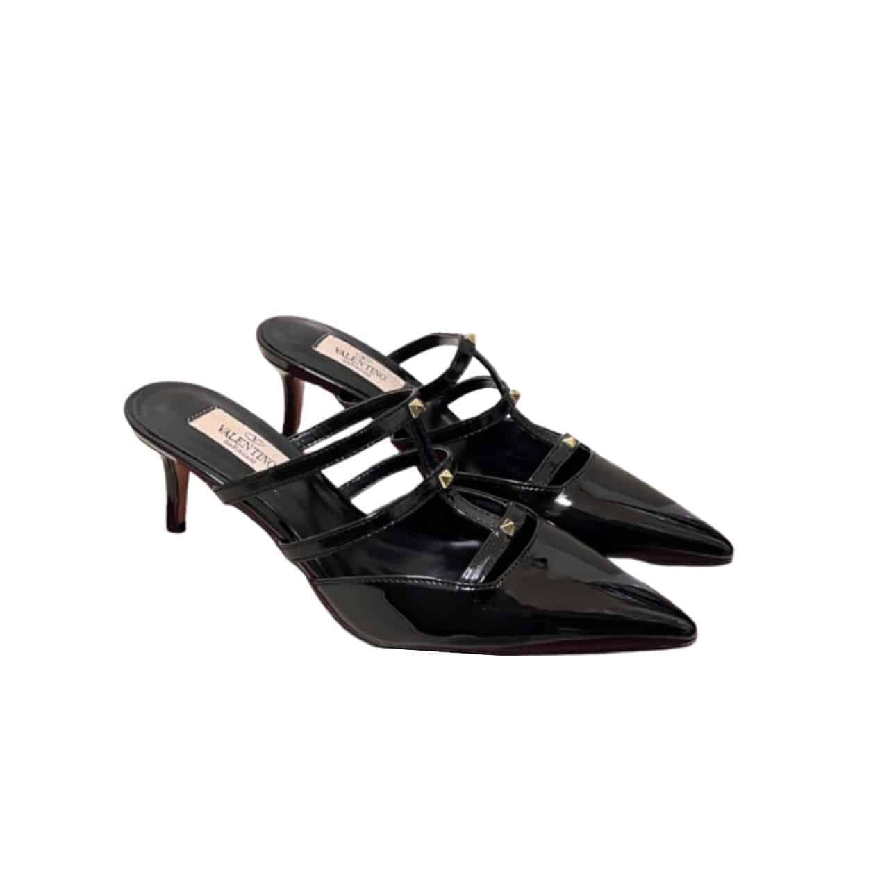 Va1e*ntin0 Garavani Rockstud Wispy Mule In Calfskin Black