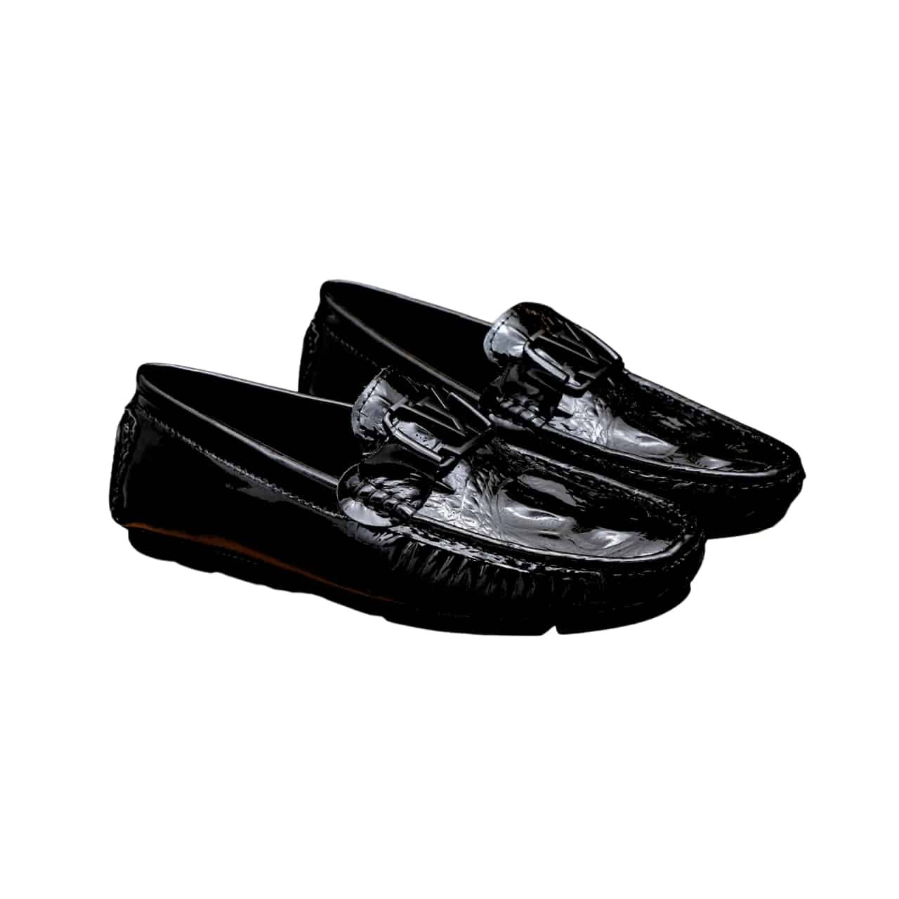L0vis Vvtt0n Loafer Alligator Polish Leather With Lv Logo In Black