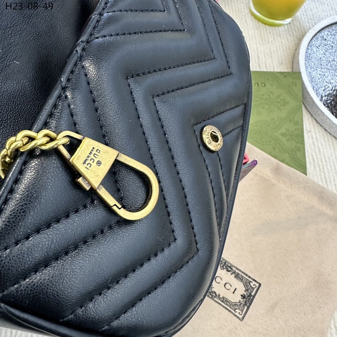 Gvc*1 Gg Marmont Leather S*per Mini Bag Black 17Cm 476433 Dtdct 1000