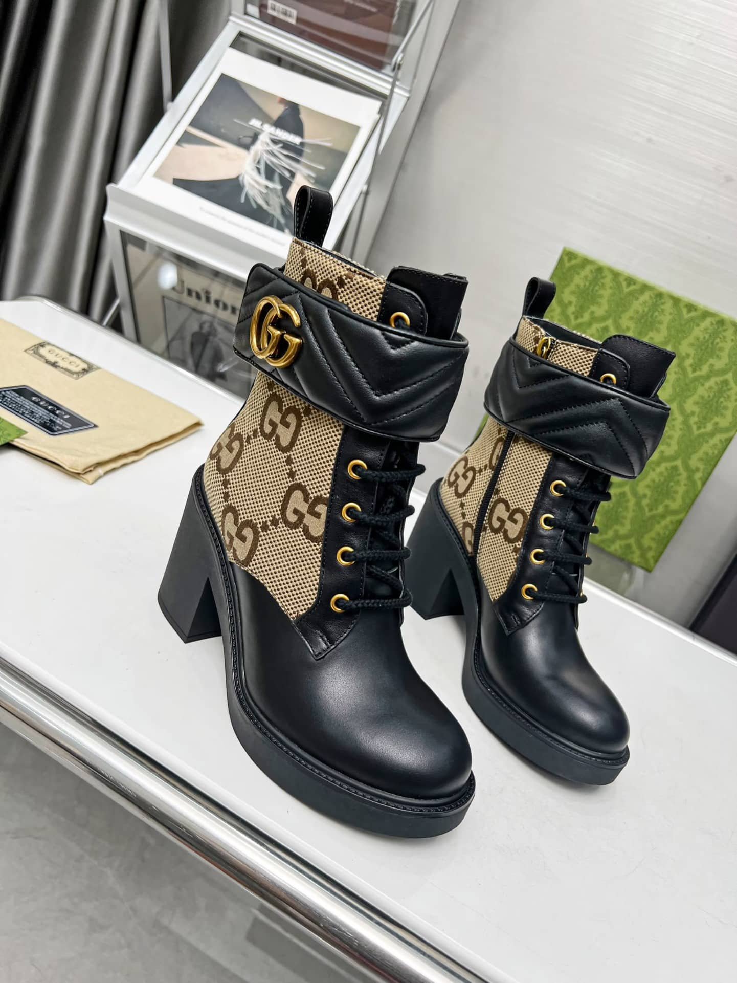 Gvc*1 With Double G Ankle Boots Camel Ebony 719849 Aabd0 1183