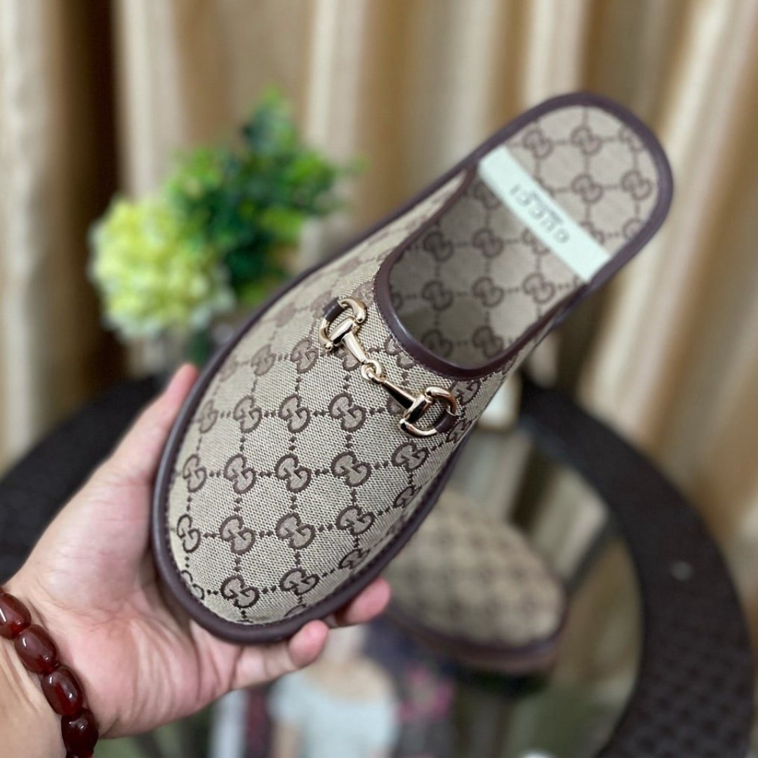 Gvc*1 Gg Slipper Horsebit Canvas Beige 655571 96G60 9762