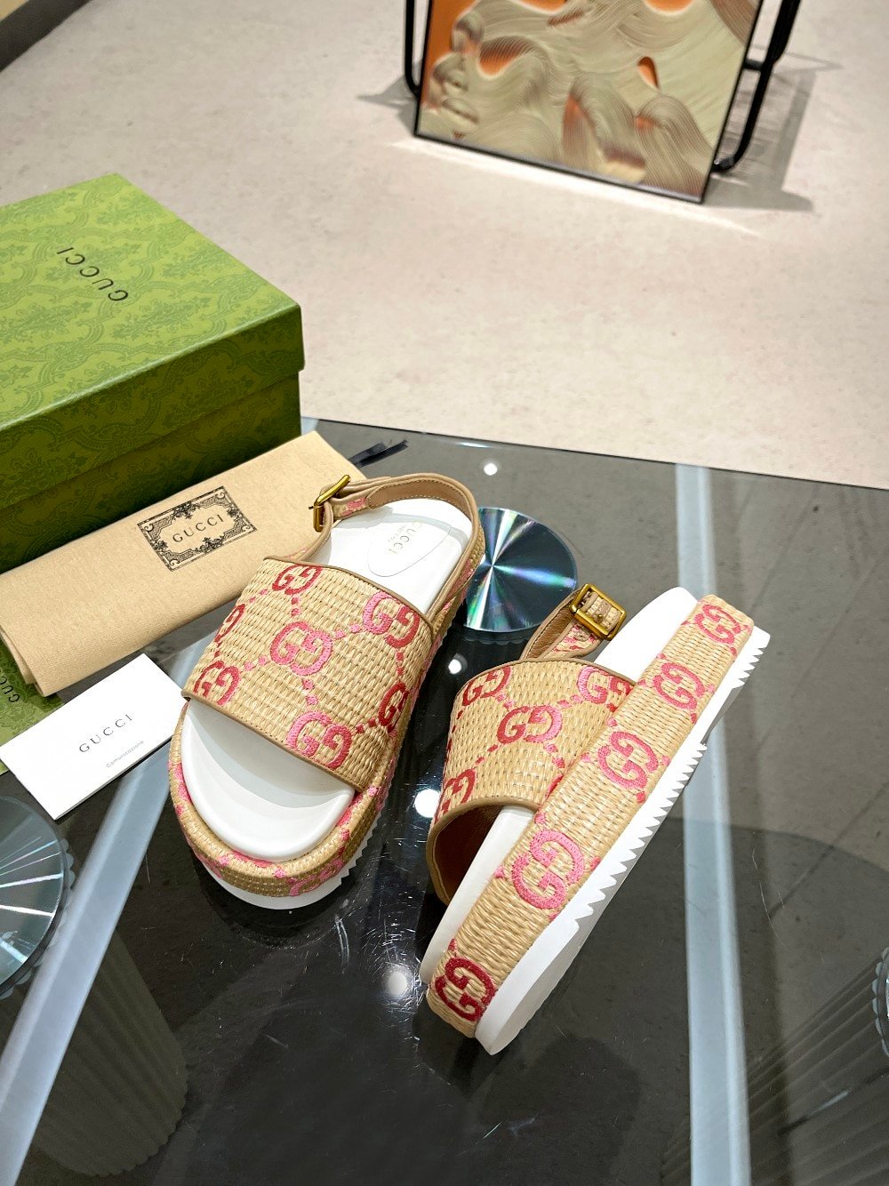 Gvc*1 Gg Platform Sandals Beige Pink