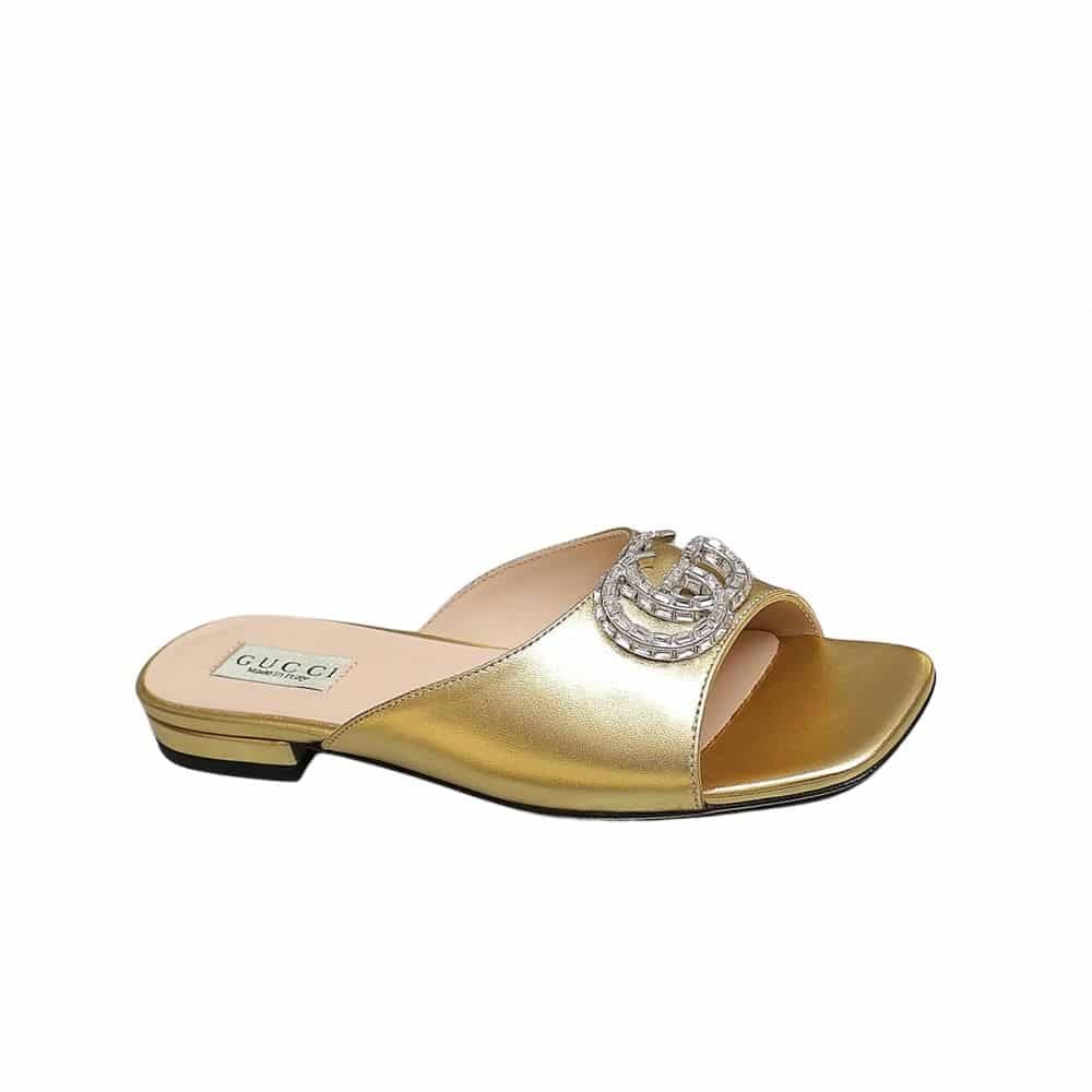 Gvc*1 Gg Crystal Slippers Gold
