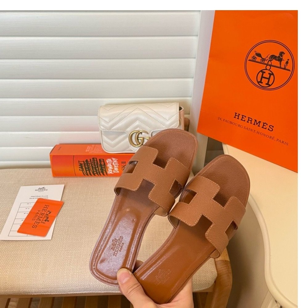 H**me5 Slippers Flat Oran Brown H021056Z