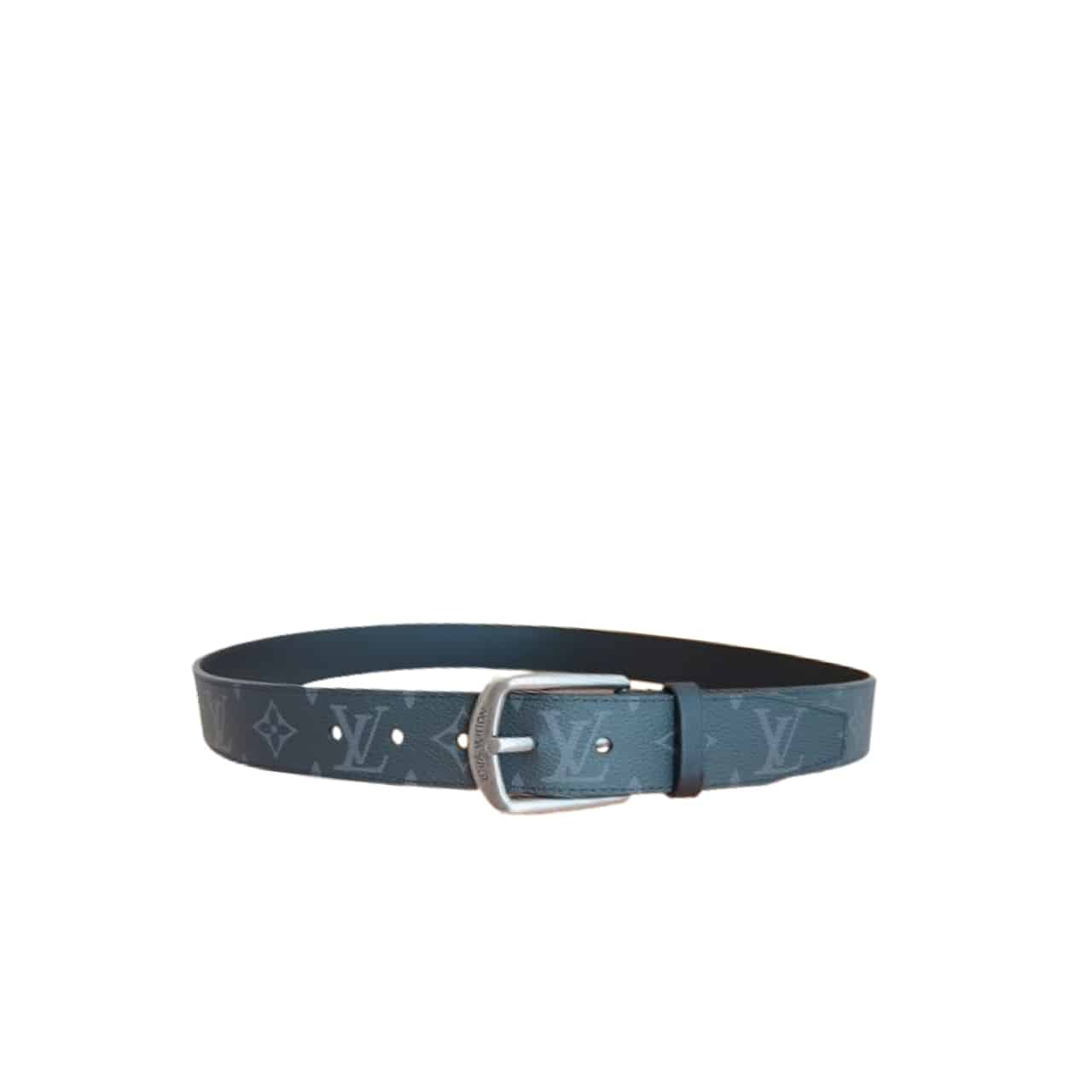 L0vis Vvtt0n Belt Monogram Leather Black Silver Hardware 35Mm