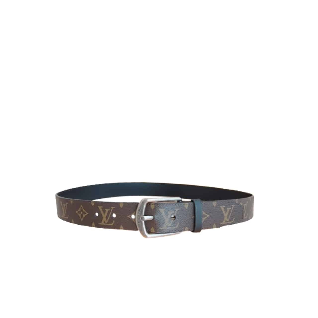 L0vis Vvtt0n Belt Monogram Leather Brown Silver Hardware 35Mm