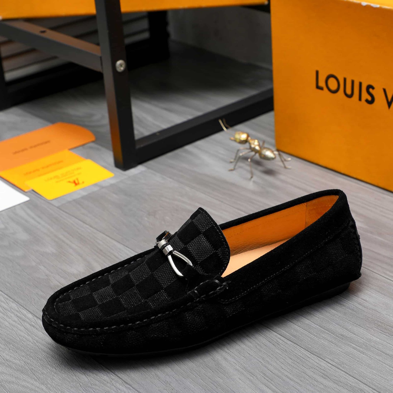 L0vis Vvtt0n Lv Damier Suede Leather Loafers In Black