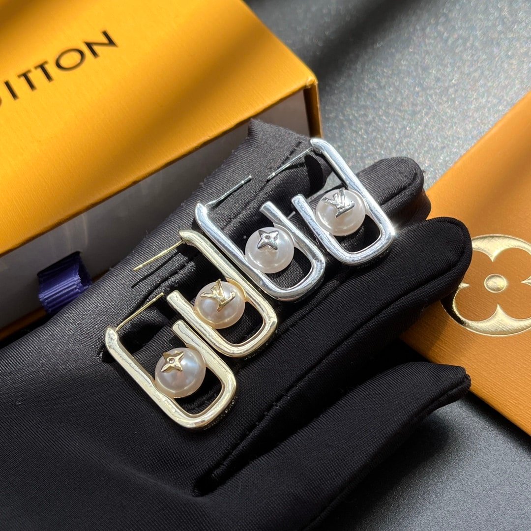 L0vis Vvtt0n My Lv Chain Pearls Earrings Gold M01451