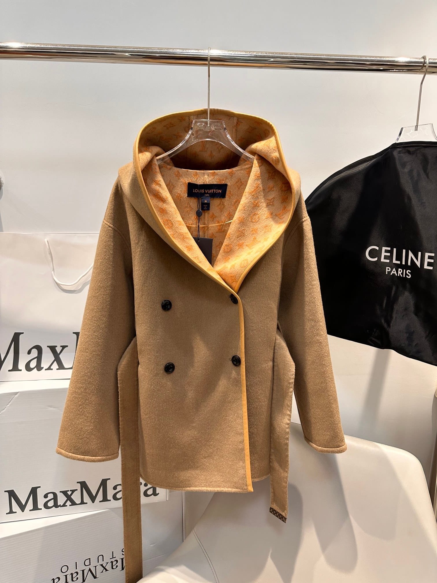 L0vis Vvtt0n 3D Monogram Double Breasted Wrap Coat Ficelle Foncee 1Abt6T