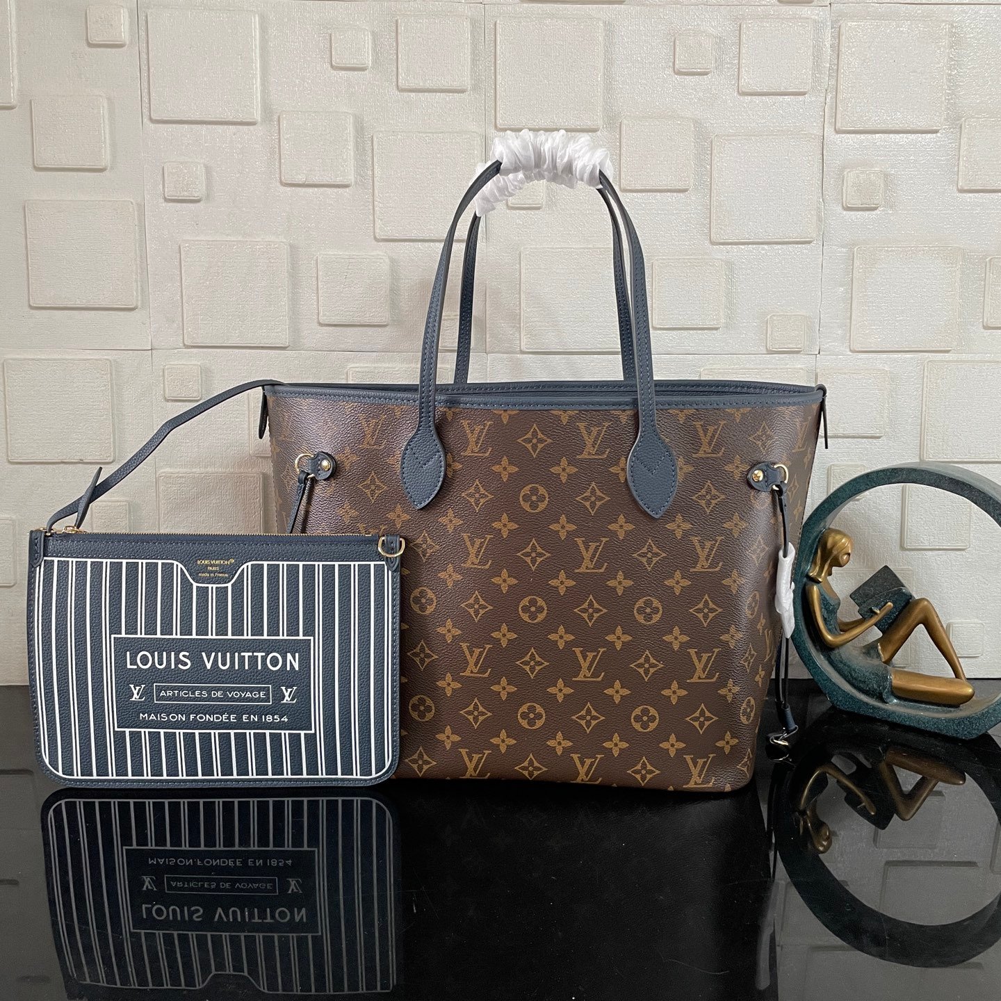 [S*per Vip 1:1] L0vis Vvtt0n Neverfull Inside Out MM Bag Navy Blue 31Cm M14994