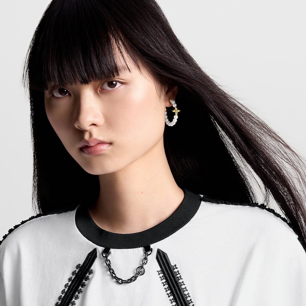 L0vis Vvtt0n My Lv Pearl Earrings Gold M01988