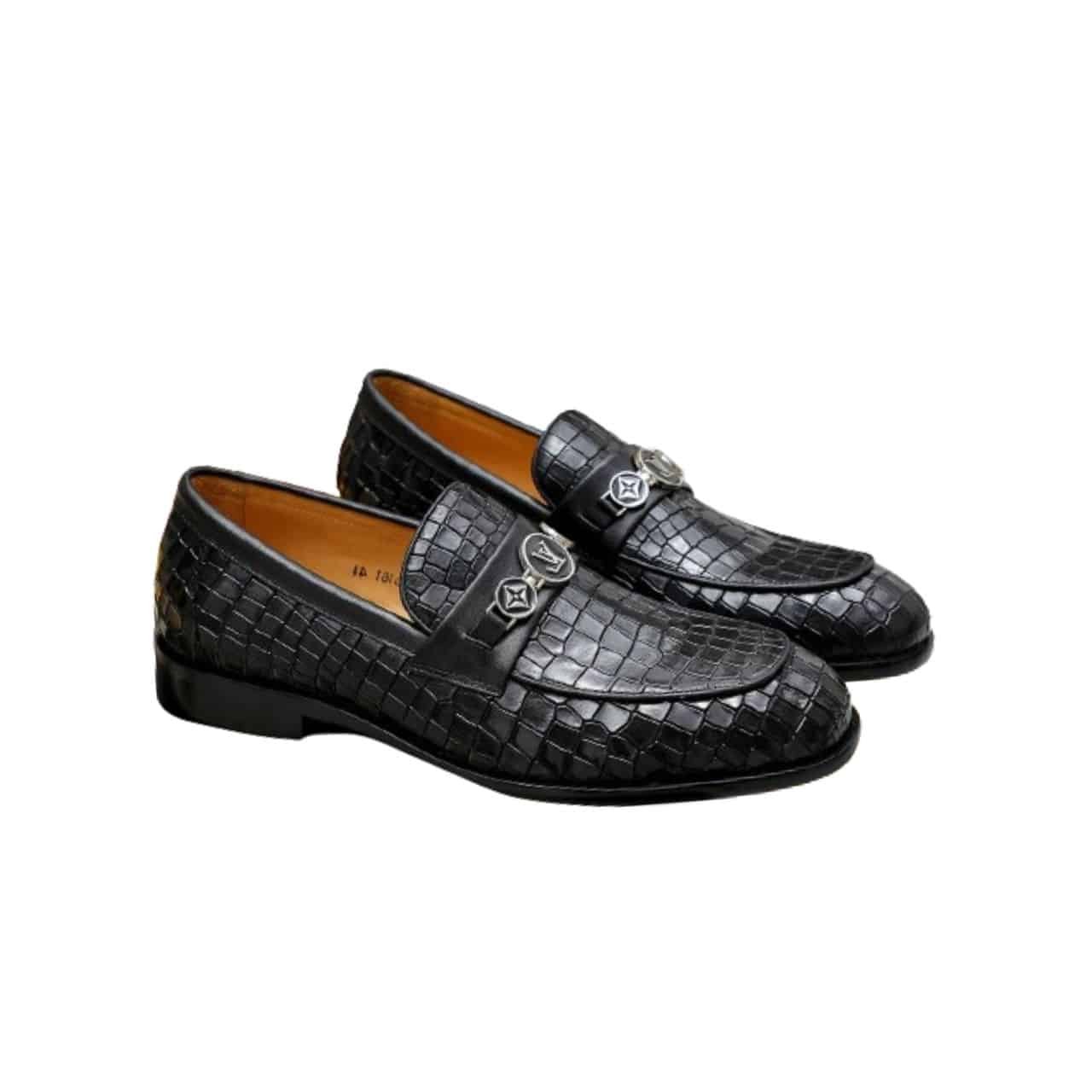 L0vis Vvtt0n Souliers Club Loafers Crocodile Black