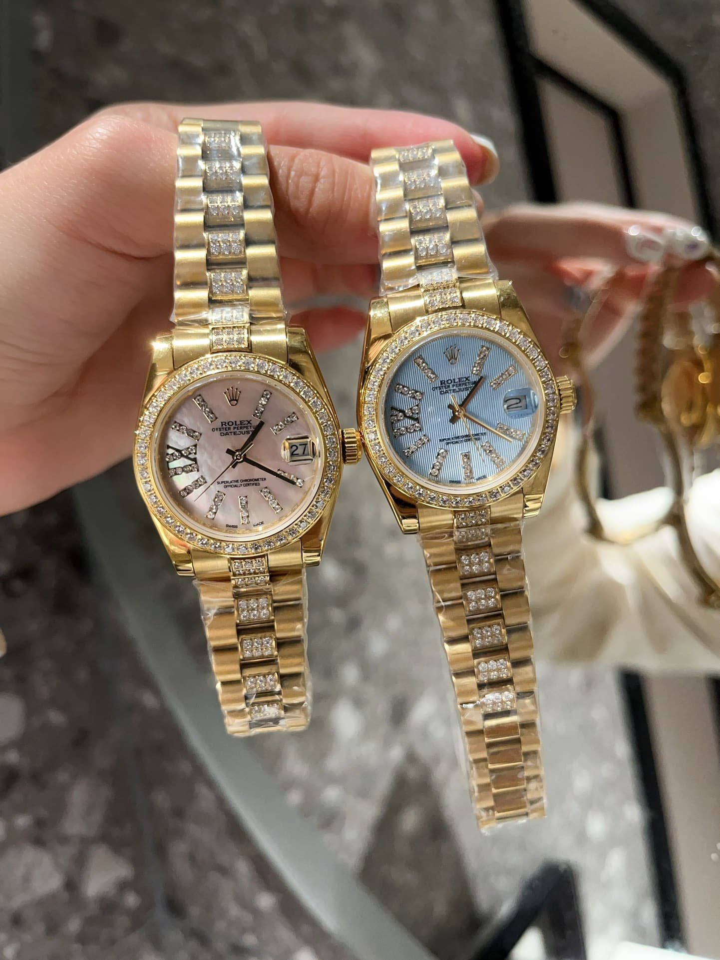 R01ex Datejust D1am0nd In Gold With Blue Dial 31Mm