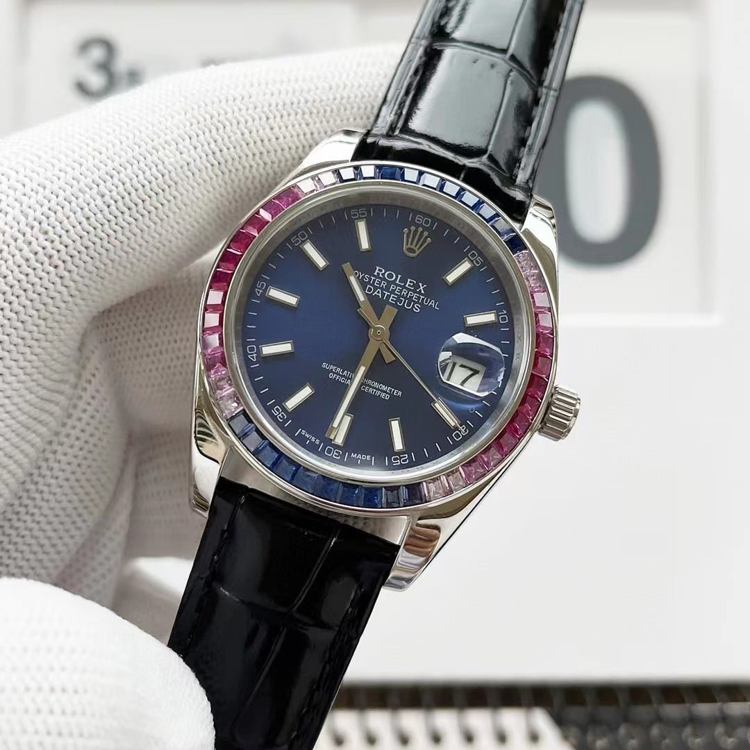 R01ex Oyster Perpetual Datejus Navy Blue Dial Ruby Around 40Mm