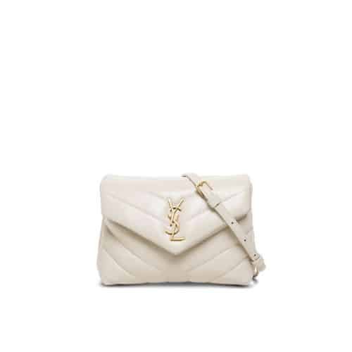 Sa1nt Lau*nt Loulou Toy Strap Bag In Quilted Y Leather White