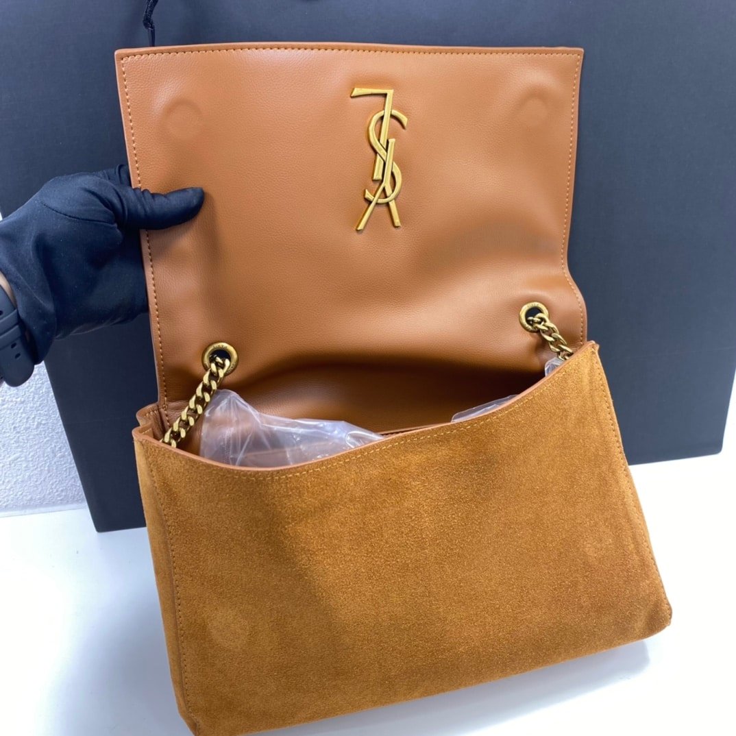 Sa1nt Lau*nt Kate Medium Reversible Chain Bag In Suede And Smooth Leather Tan