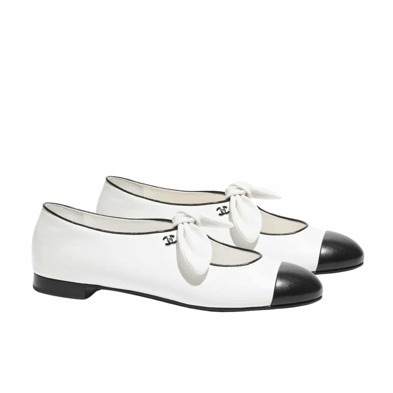 Ch**el Mary Janes Shoes White And Black G46149 X01000 Nabtk