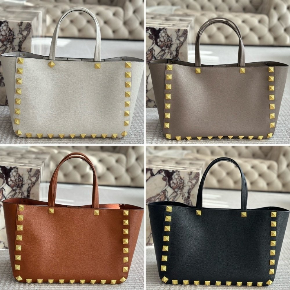 Va1e*ntin0 Garavani Rockstud Tote Bag White 40Cm