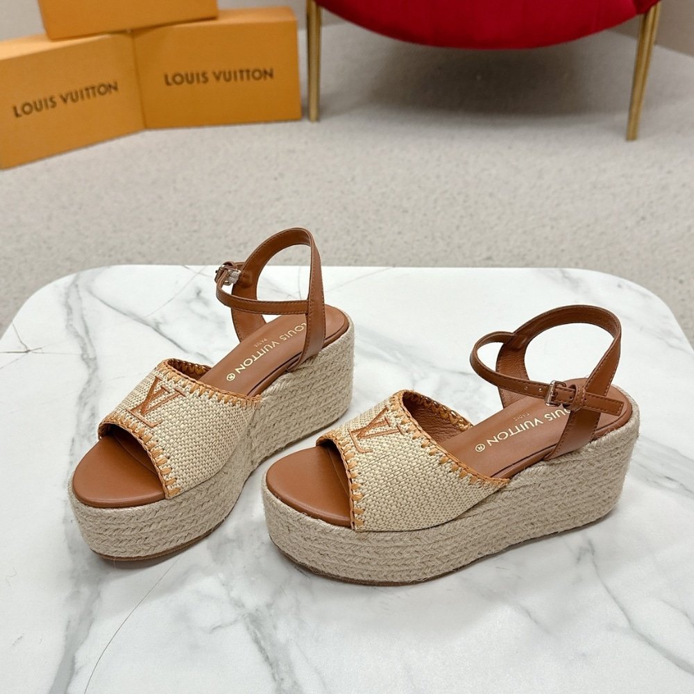 L0vis Vvtt0n Helios Wedge Sandal Raffia Brown
