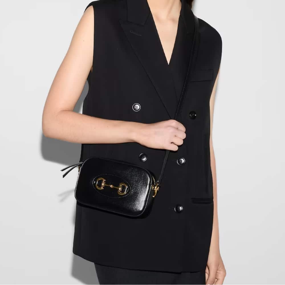 Gvc*1 Horsebit 1955 Mini Shoulder Bag Black 18Cm 760196 1Aaqd 1000