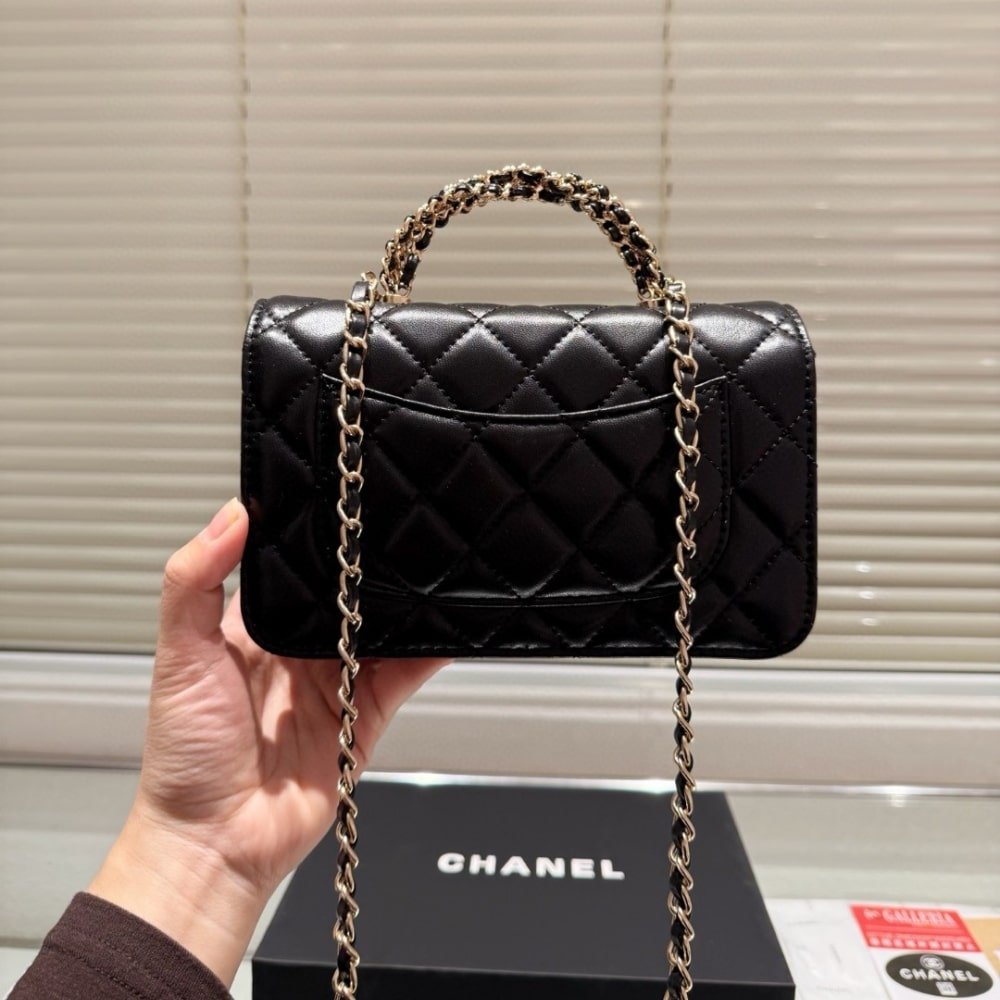 Ch**el Classic Mini Flap With Chain Handle Black 19Cm