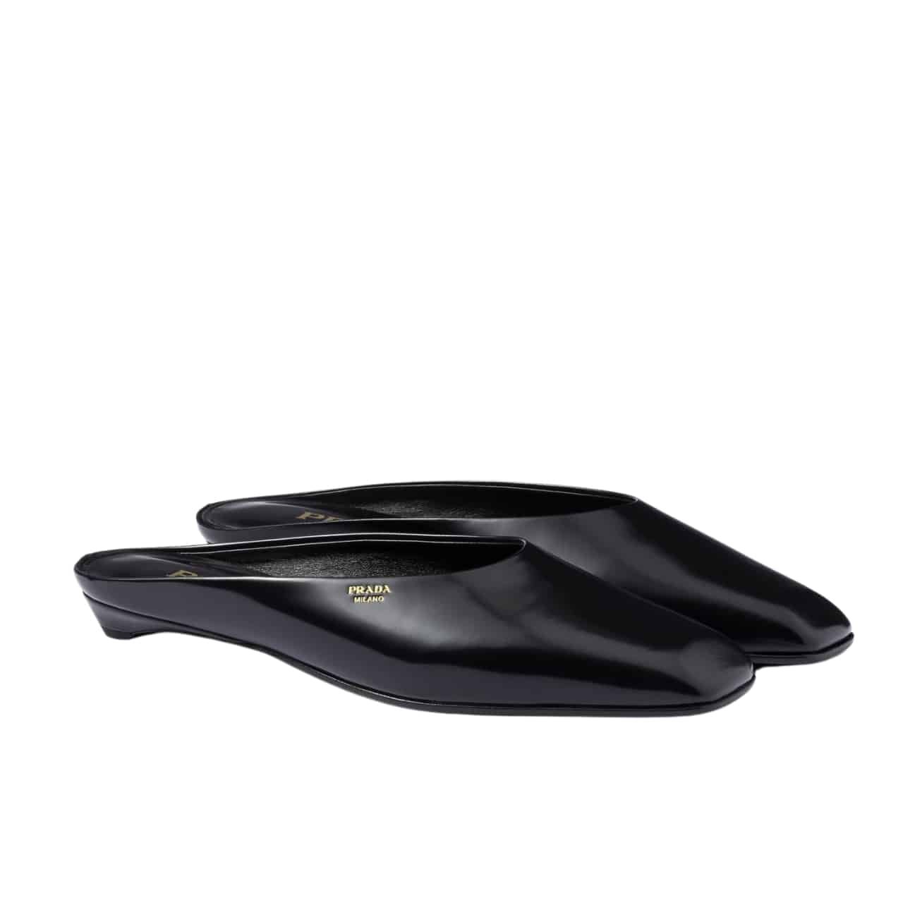 Pra*a Brushed Leather Mules Black 1S825N 055 F0002 F 015
