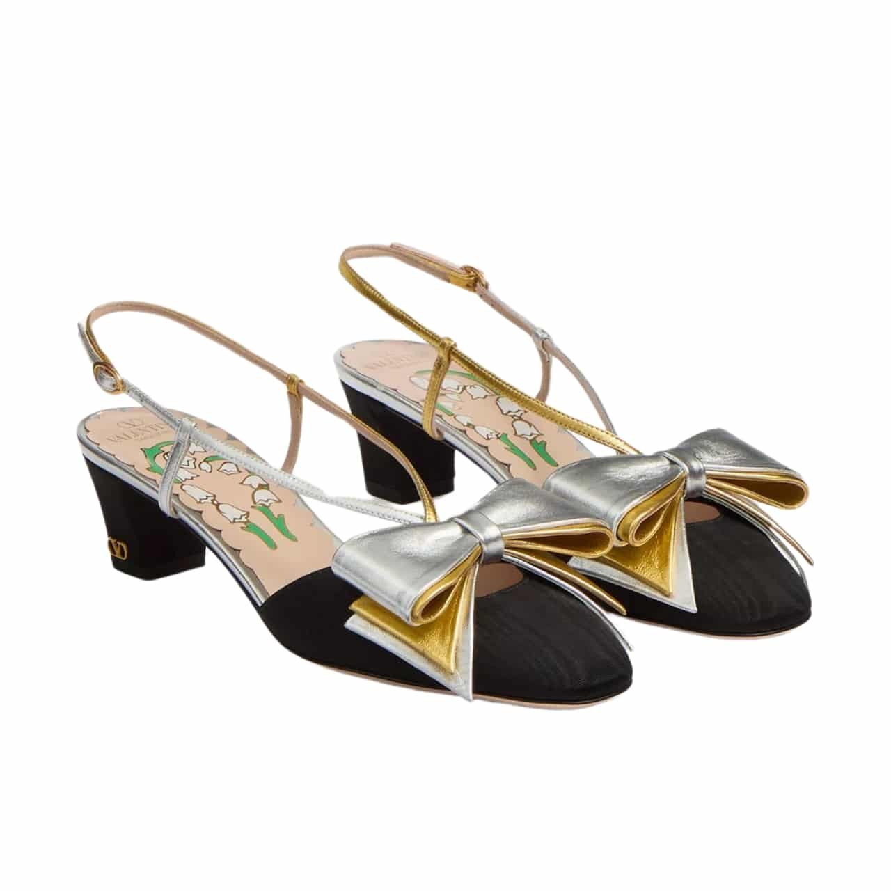 Va1e*ntin0 Bowow Slingback Pumps Black 6W2S0Lb6Qlj R1V