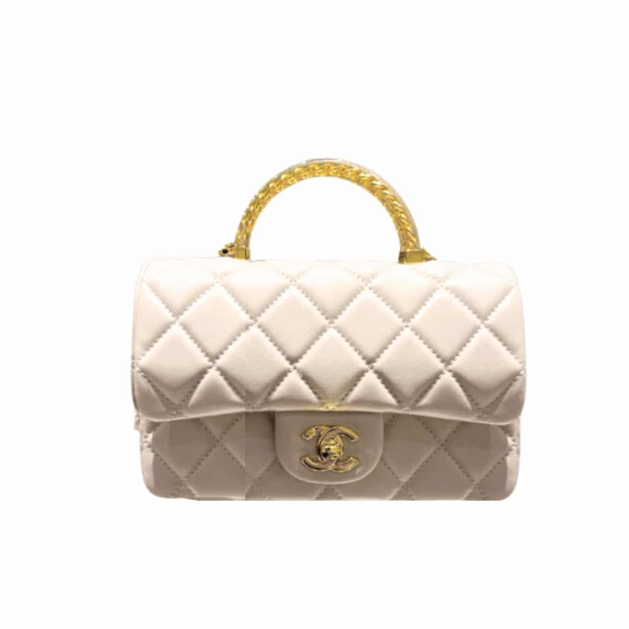 Ch**el Wallet On Chain And Resin With Gold Tone Metal White 20Cm Ap3767 B16284 10601