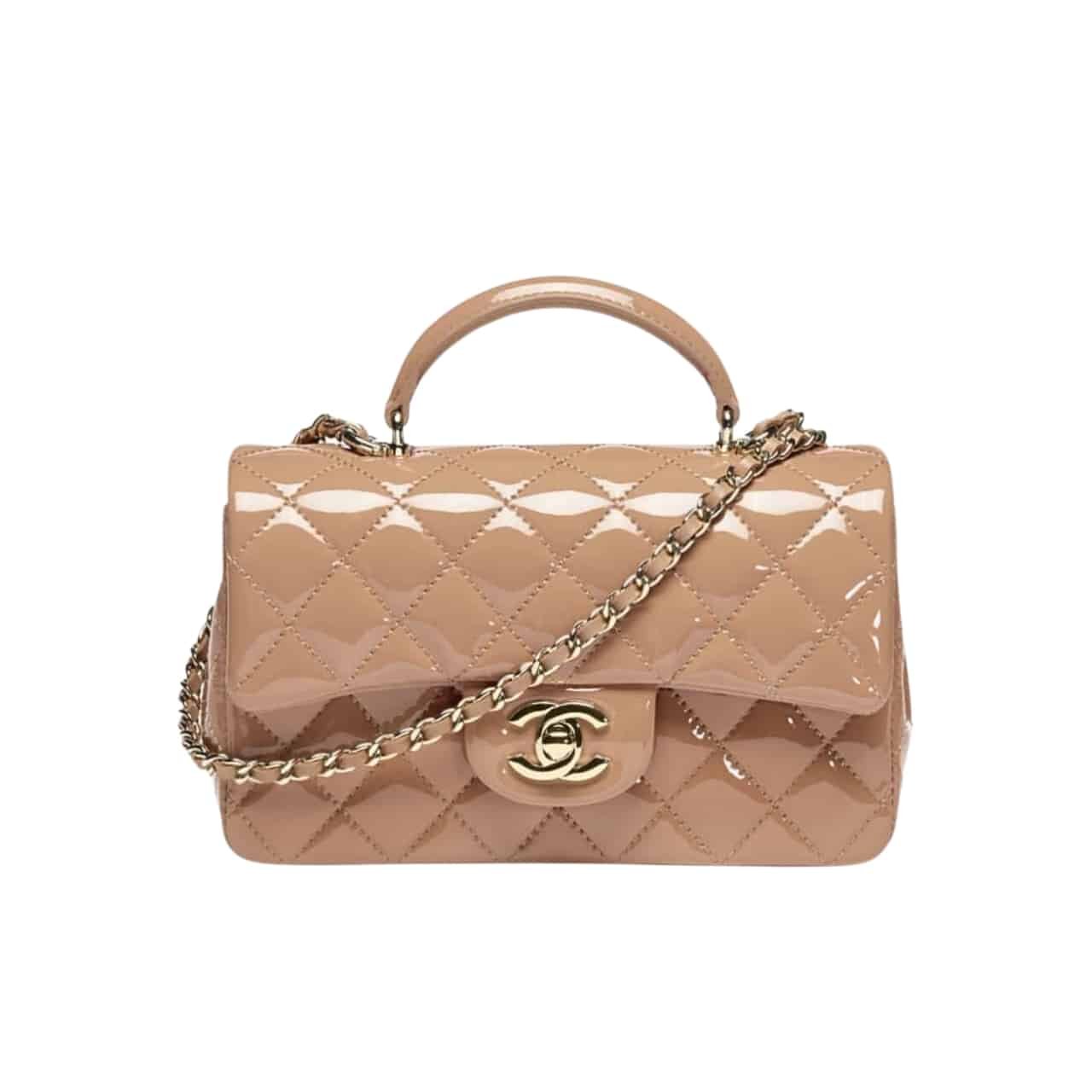 Ch**el Mini Classic Bag With Top Handle Dark Beige 20Cm AS2431 B18237 NZW53