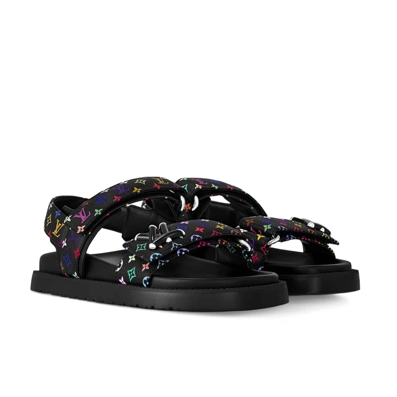 L0vis Vvtt0n X Murakami Lv Sunset Flat Comfort Sandal Black 1Agxf6