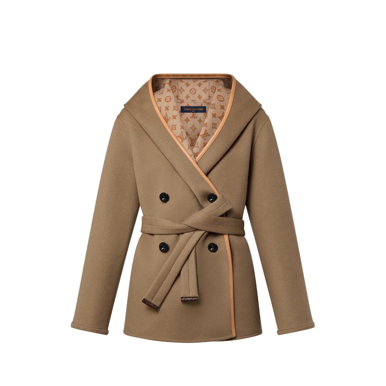 L0vis Vvtt0n 3D Monogram Double Breasted Wrap Coat Ficelle Foncee 1Abt6T