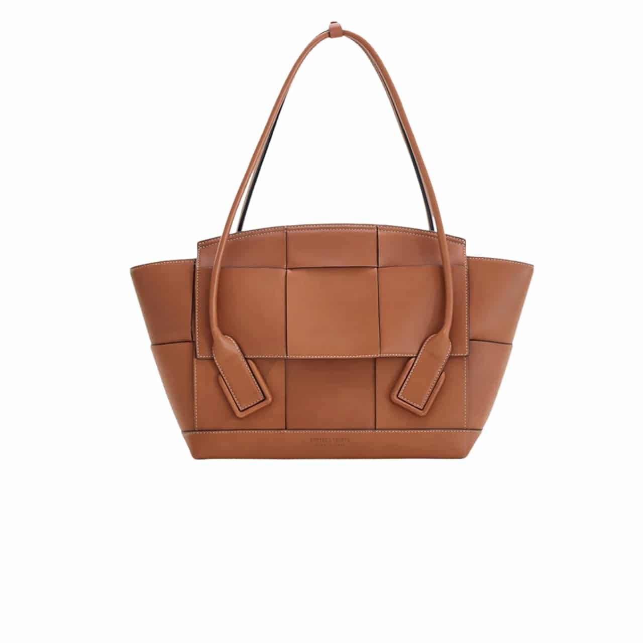 B0tt*ga Ven*ta Arco Handbag Intrecciato Leather In Wood 20Cm