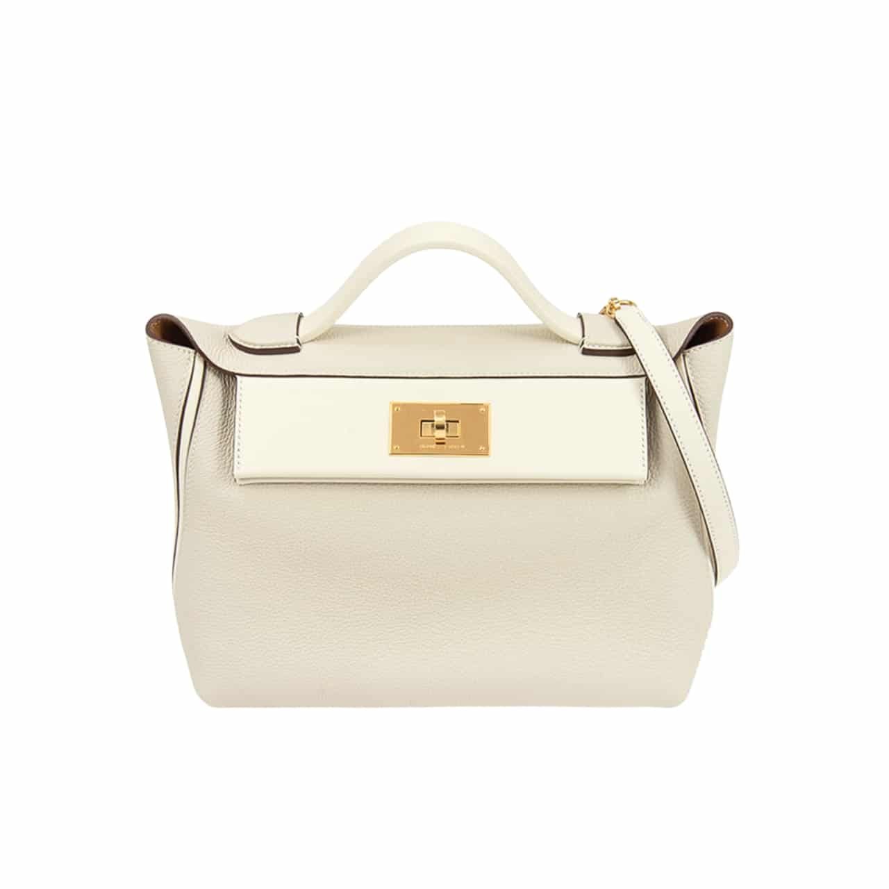 H**me5 Kelly 24/24 Gold Hardware Evercolor Blanc 21Cm