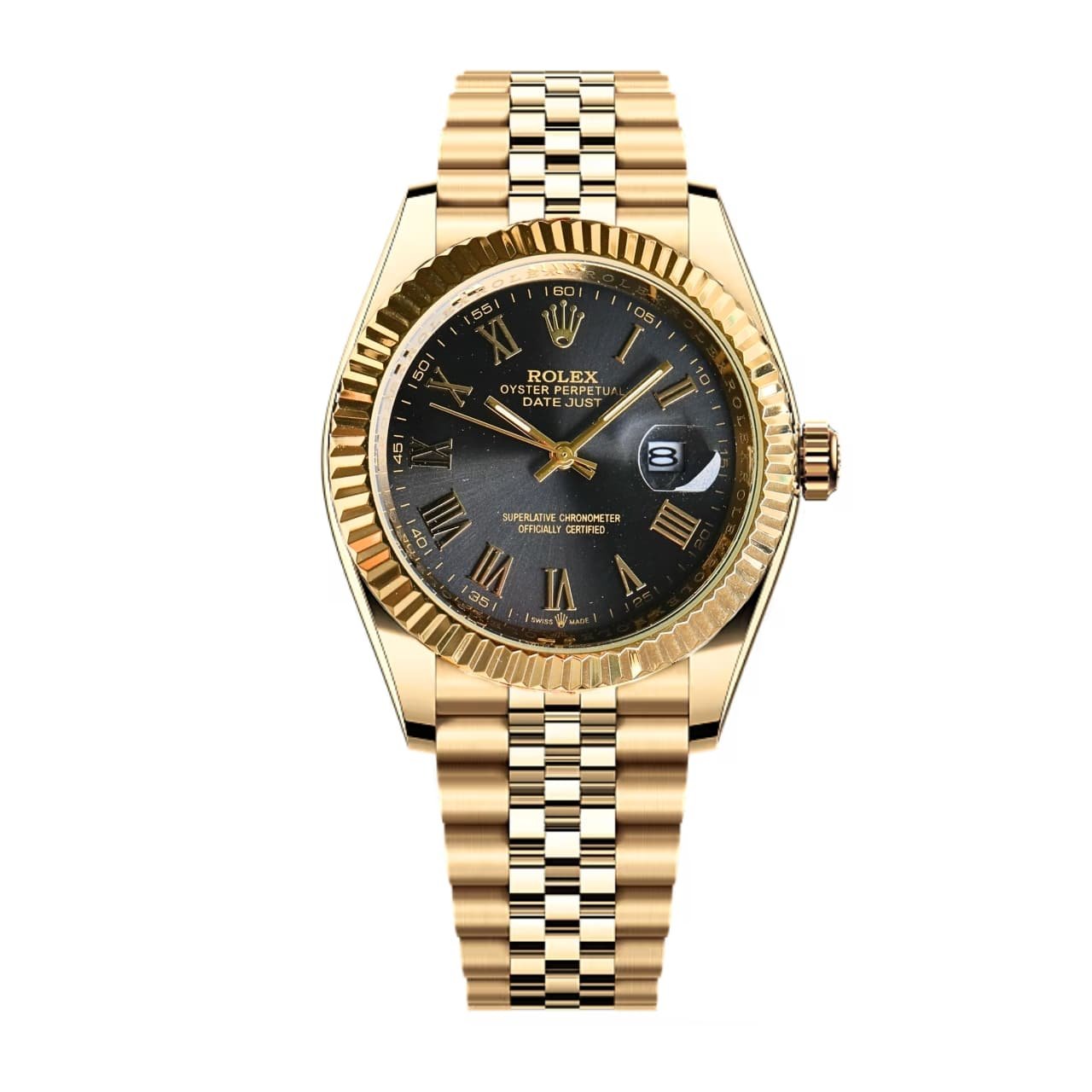 R01ex Datejust Roman Numeral Dial Gold In Black 41Mm