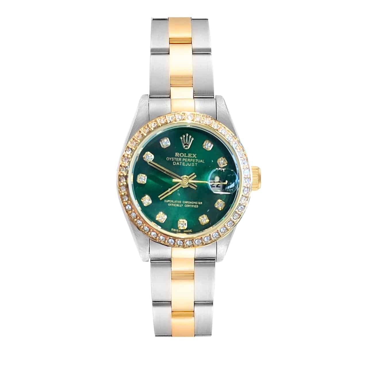 R01ex Datejust D1am0nd Dial Silver And Gold In Green 28Mm