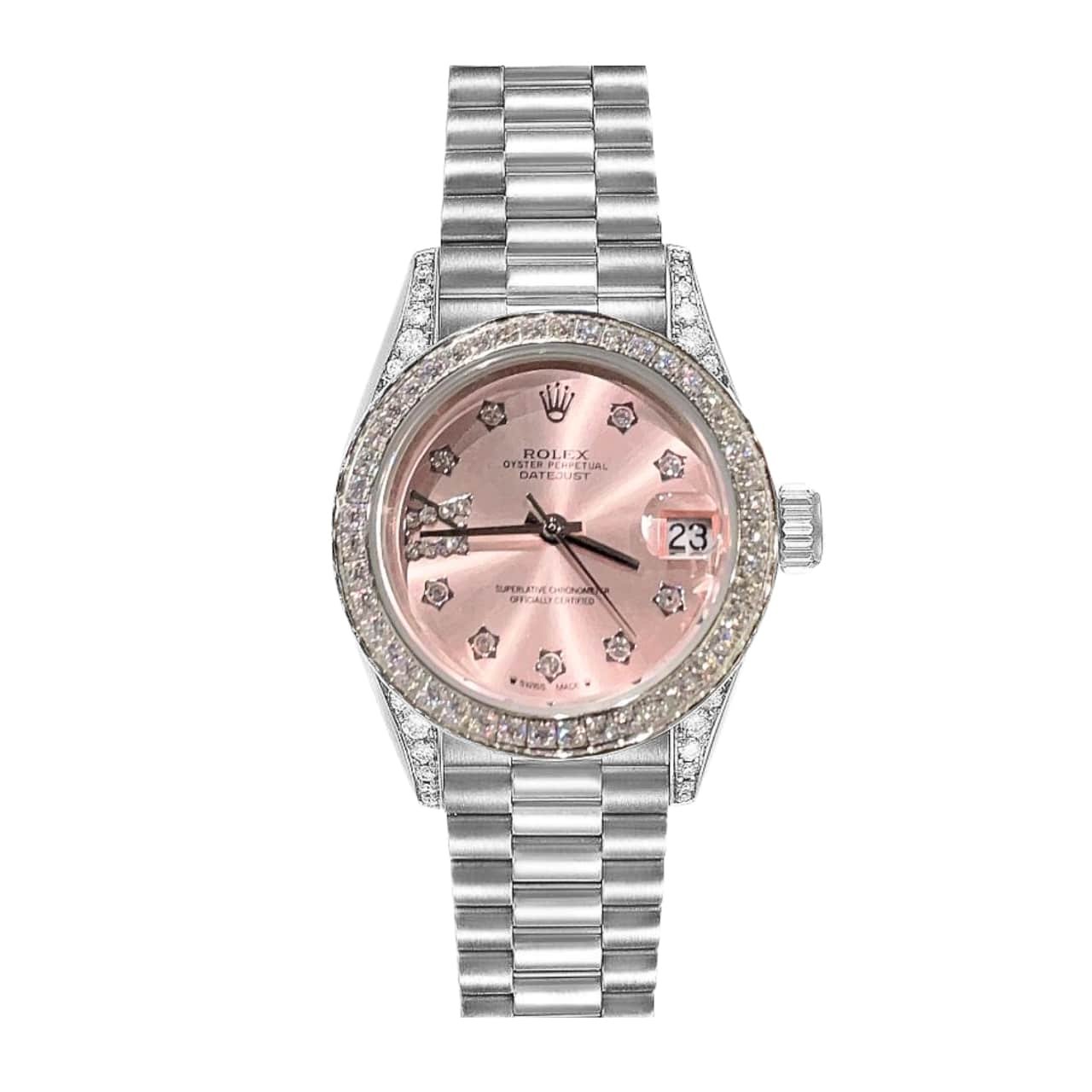 R01ex Datejust D1am0nd Bezel Oyster White Gold Pink 28Mm