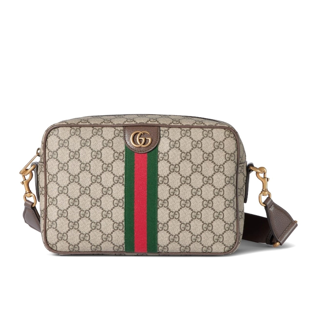 Gvc*1 Ophidia Medium Crossbody Bag Beige And Dark Brown 28Cm 834468 Faeof 9745