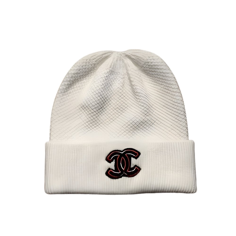 Ch**el Cc Logo Cashmere Beanie White