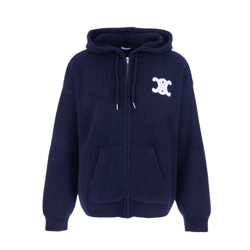Ce1i*e Sweatshirt Jacket With Maxi Triomphe Logo Navy Blue