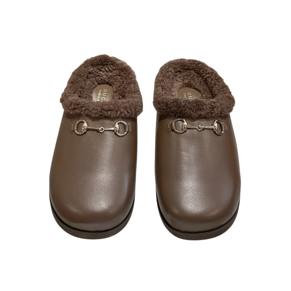 Gvc*1 Women Mule With Horsebit Brown Leather