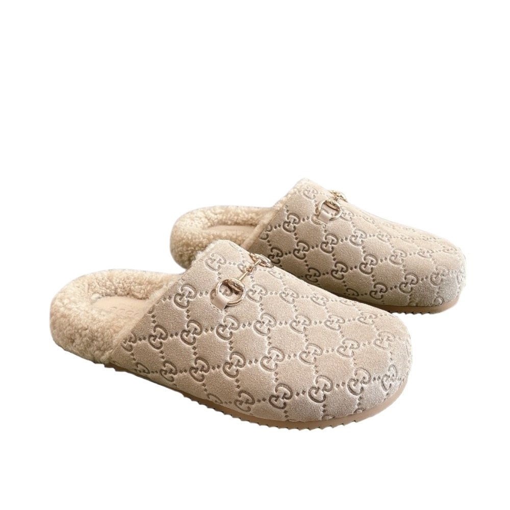 Gvc*1 Women’s Mule With Horsebit Gg Suede Natural