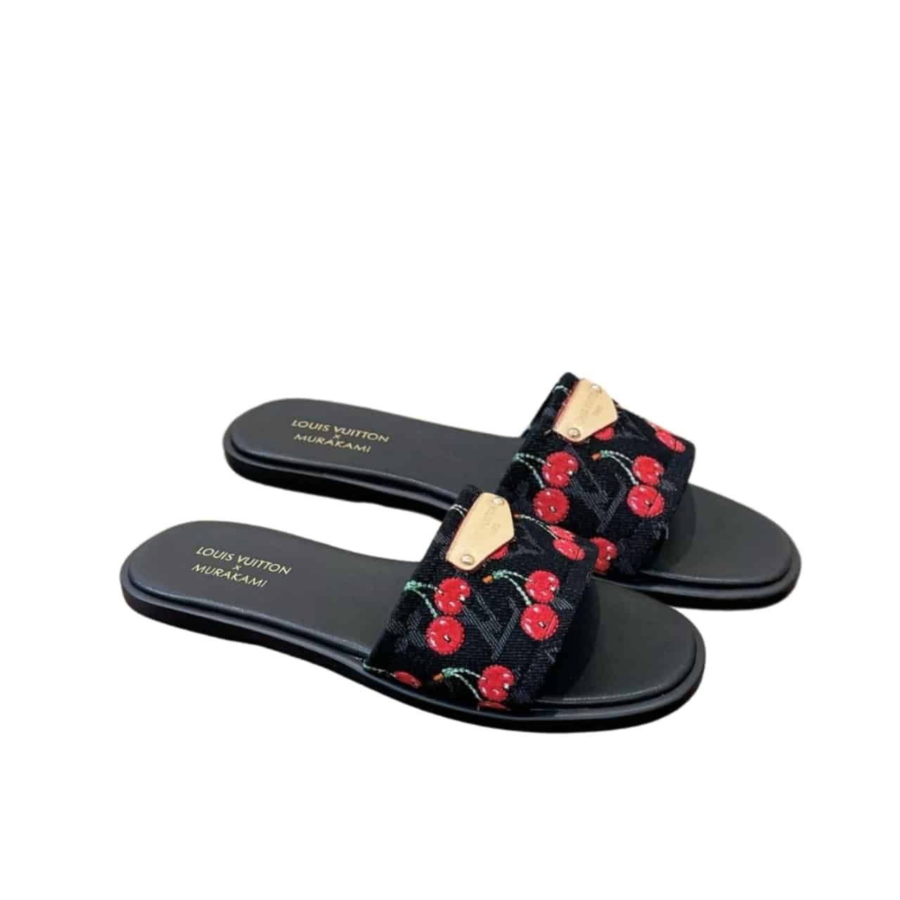 L0vis Vvtt0n X Takashi Murakami Lily Flat Mule Black