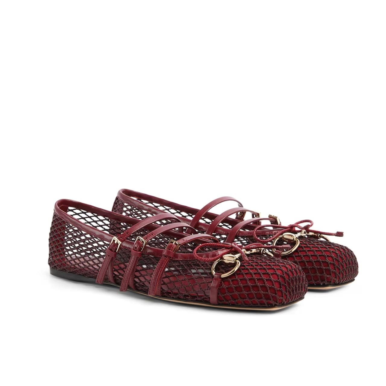 Gvc*1 Women Horsebit Ballet Flat Rosso Ancora Red Mesh ‎835077 Faeqz 6207