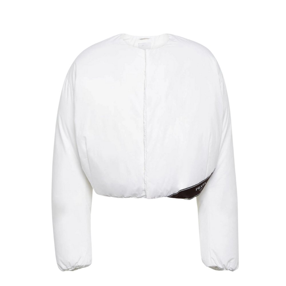 Pra*a Cropped Cotton Down Jacket White 23Aw Sgc376