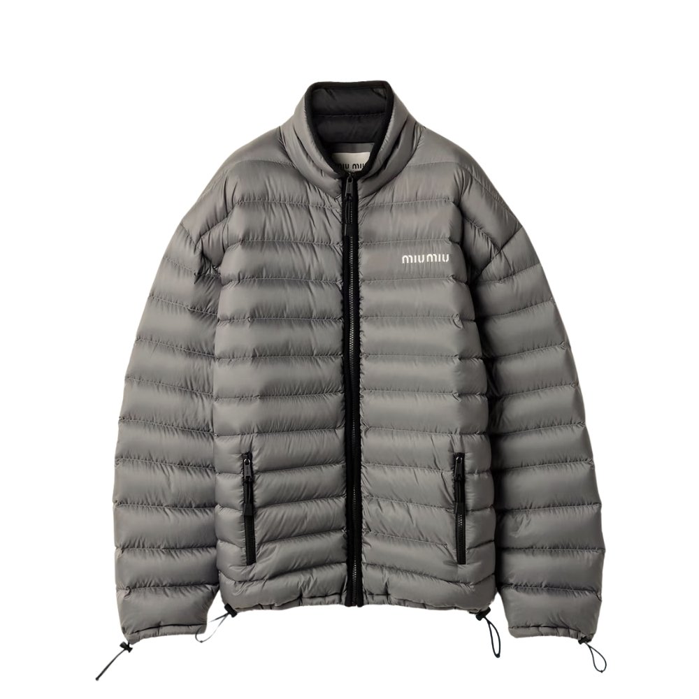 M1um1u Lightweight Pongé Down Jacket Gray Ml1347 1754 F0276 S Ooo