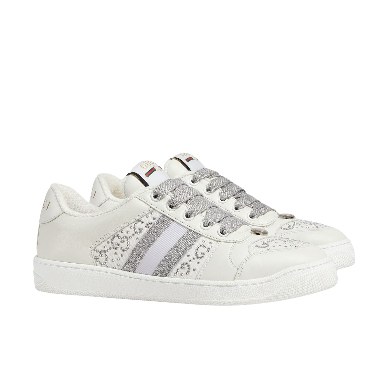Gvc*1 Women’s Gg Ctystal Screener Sneaker White ‎732193 Fadq7 9096