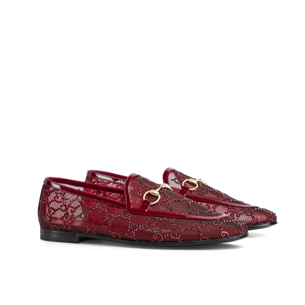 Gvc*1 Women Gg Crystal Jordaan Loafer Red 835483 Faeq0 6255