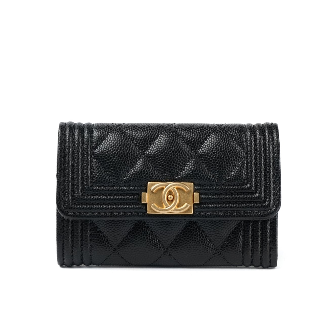 Ch**el Boy Flap Card Holder Black 11Cm A80603 Y07659 94305